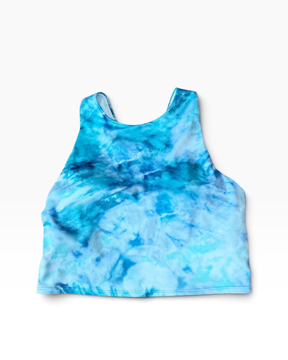 Athleta Conscious Crop Tank Top Bra A-C Support Yoga Workout Small Blue Tie Dye